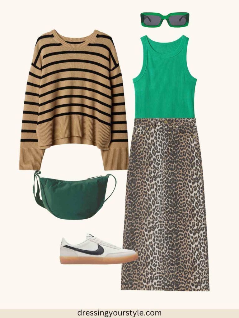 Leopard print maxi skirt green hotsell